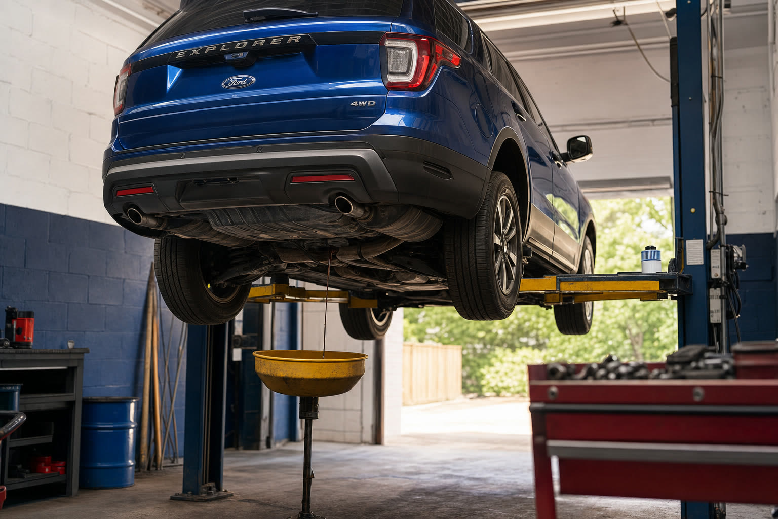 Oil change at Tees Auto Repairs, Detroit auto repair shop